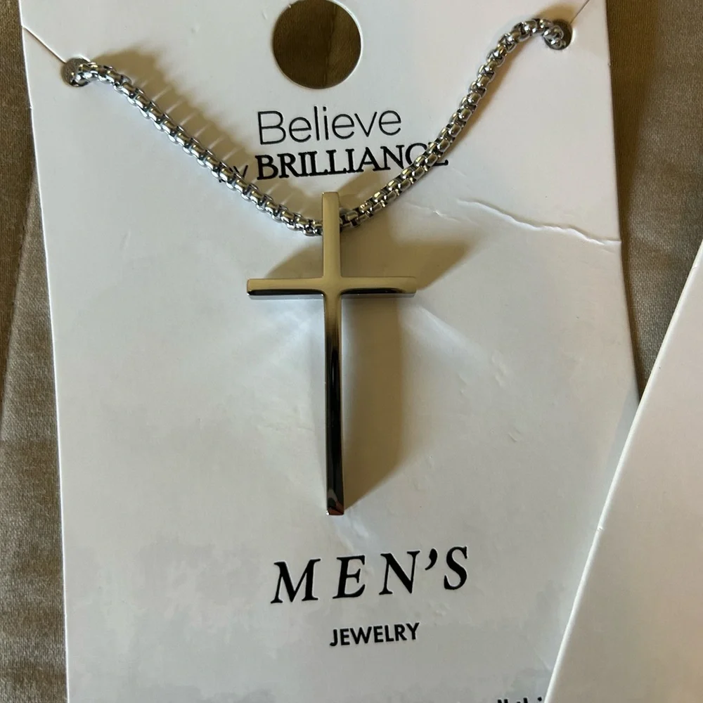 Men's 24” Stainless Steel Cross Necklace Set - Picture 3 of 8